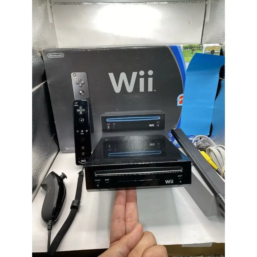 Nintendo Wii Black Console Authentic Motion Plus OEM With Box Complete